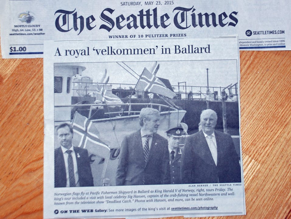 Seattle Times med artikkel om kongebesøket